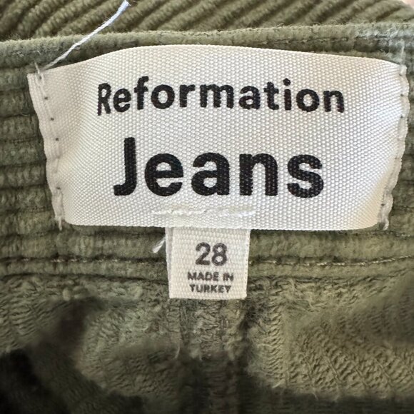 Reformation Alyssa high rise wide leg corduroy pants moss color. size 28 - Picture 11 of 13
